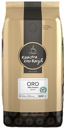 De Oro koffieboon is 100% Arabica. Koffie van 100% Arabica bonen wordt veel omschreven als lekkere en toegankelijke koffie door de verfijnde smaak.